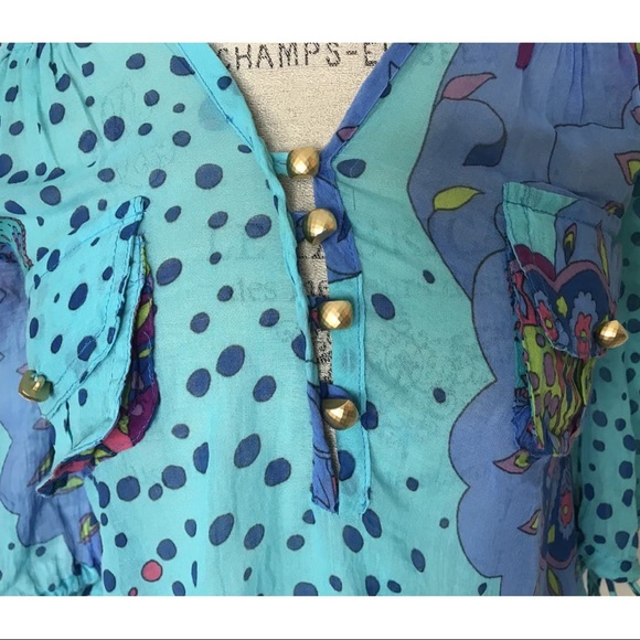 Natalie Anne Floral Watercolor Blouse Size XS - Picture 8 of 12